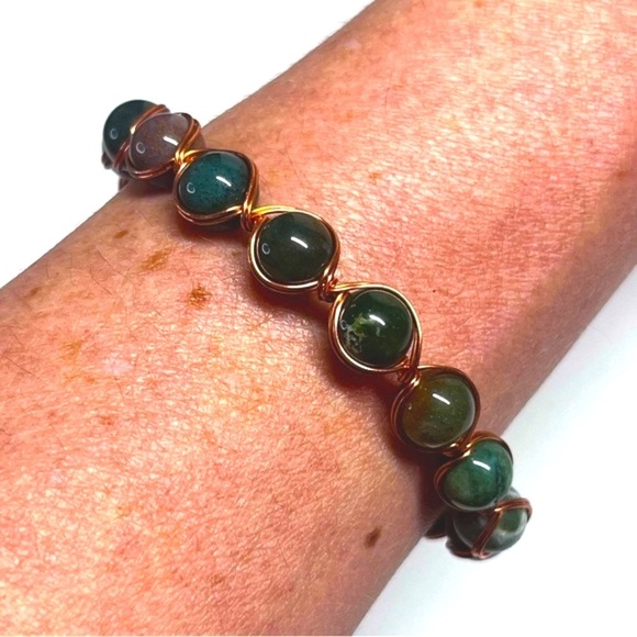 Prosperity Aventurine Green Quartz Beaded Copper Bracelet - Picture 1 of 9
